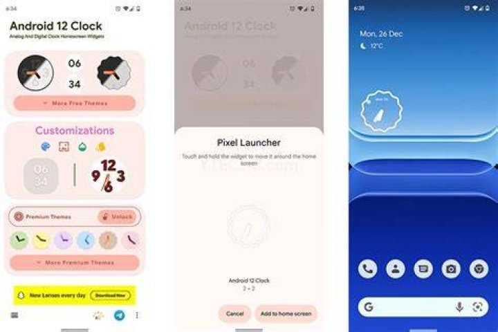 Android 12 Clock Conversation Widgets