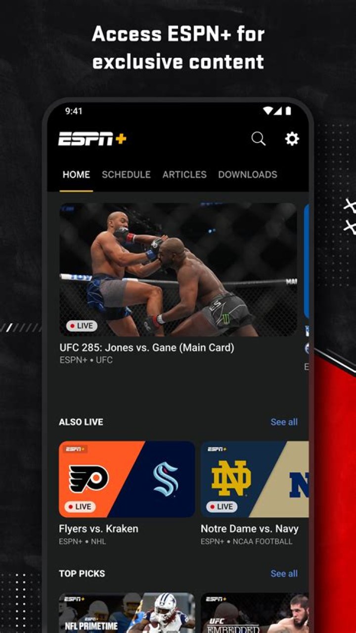 ESPN+ mobile screenshot