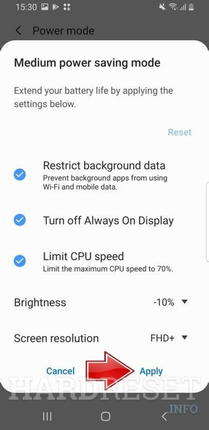 Galaxy S8 power saving mode