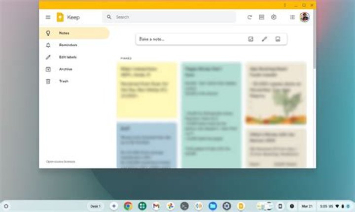 Google Keep on Chromebook