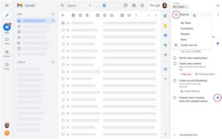 Google Tasks: starring tasks feature