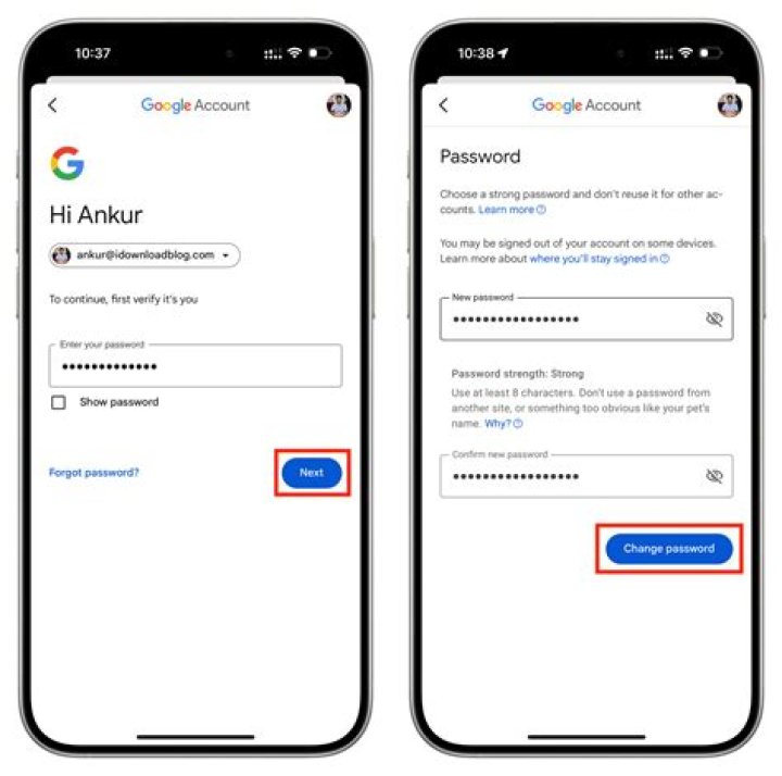 Type Google password, then tap next, then tap accept
